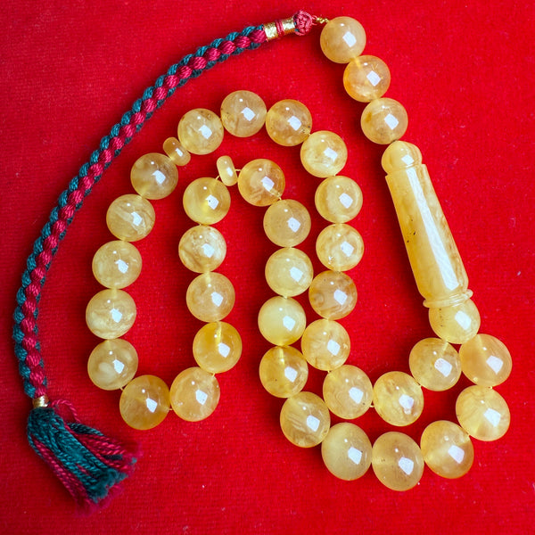 YELLOW AMBER MISBAHA 12.3mm 44.4g