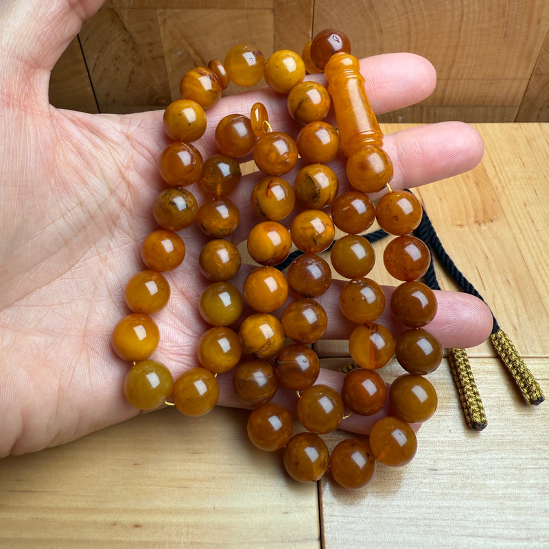Handmade Antiq Amber Misbaha Tasbih Islamic Prayer Beads 11.6mm 48.5g
