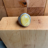 Baltic Amber Men’s Ring – 925 Sterling Silver, Handmade, Adjustable Size