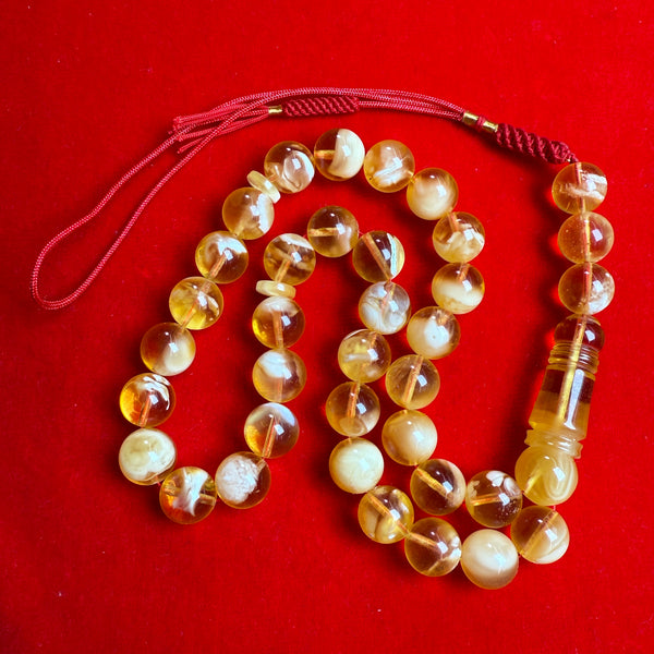 *EXCLUSIVE HONEY WHITE AMBER MISBAHA 12mm 40g