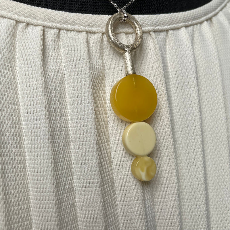 Natural Amber Pendant 925 Sterling Silver Made in Eu Baltic Gemstone 6.5g