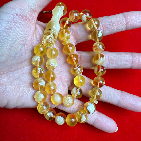 *EXCLUSIVE HONEY WHITE AMBER MISBAHA 10.8mm 30g