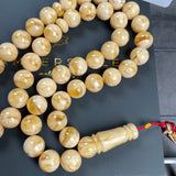 Handmade White Amber Misbaha 12mm 51,44g 45 beads LAB certificate