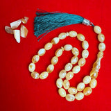 Premium Handmade White Amber Tasbih Misbaha Islamic Prayer Beads 10mm x 13mm 34.5g