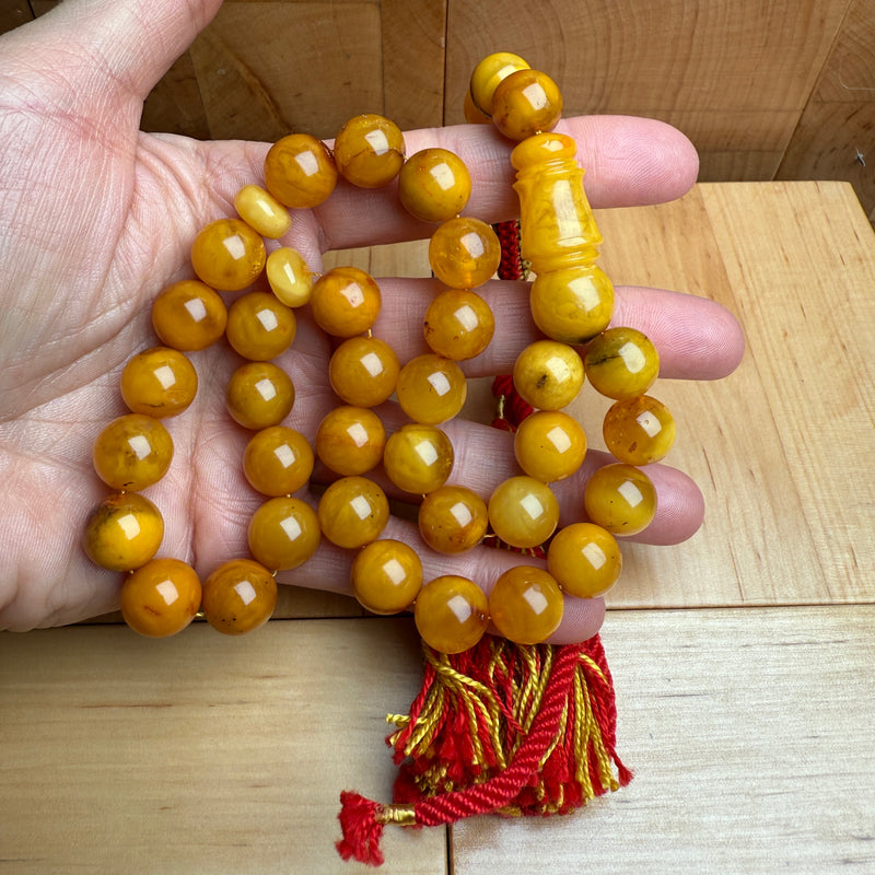Handmade Antiq Amber Misbaha Tasbih Islamic Prayer Beads 12.2mm 45g