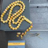 Natural Amber Misbaha Tasbih 66 Prayer Beads 10.4mm 47.5g