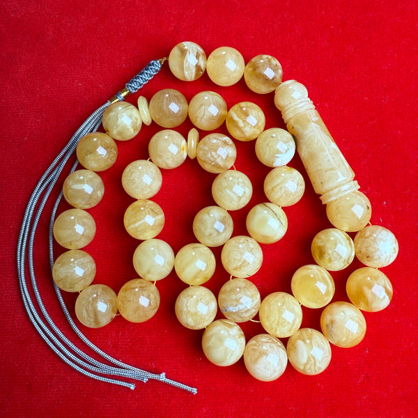 YELLOW WHITE AMBER MISBAHA 15mm 78.7g