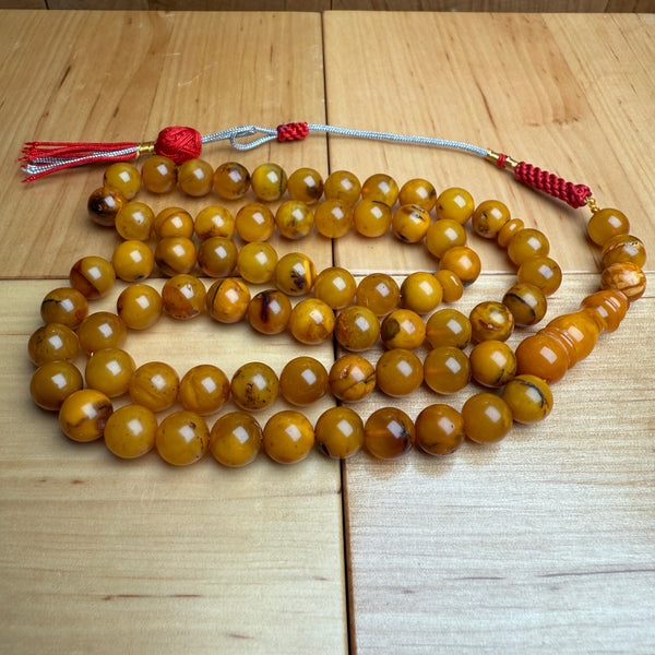 Handmade Antiq Amber Misbaha Tasbih Islamic Prayer Beads 8.8mm 27.5g