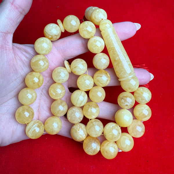 YELLOW WHITE AMBER MISBAHA 14.4mm 72g