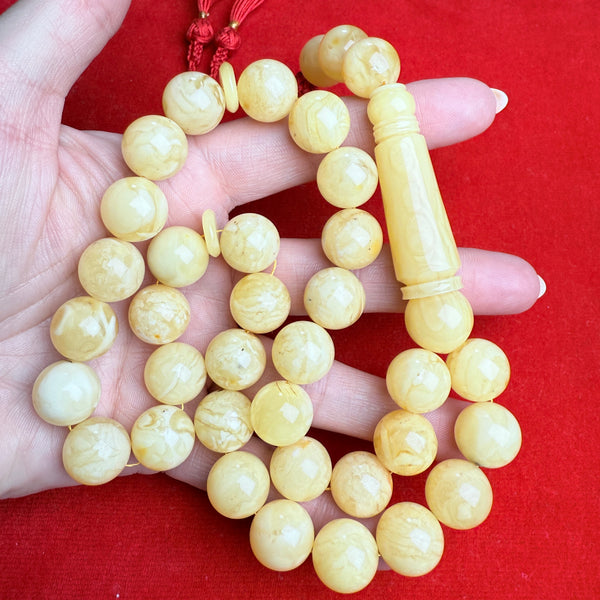 WHITE AMBER MISBAHA 14mm 65.6g