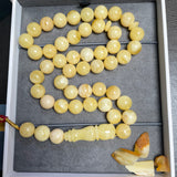 White Natural Amber Misbaha Tasbih Islamic Prayer Beads 11mm 40.4g