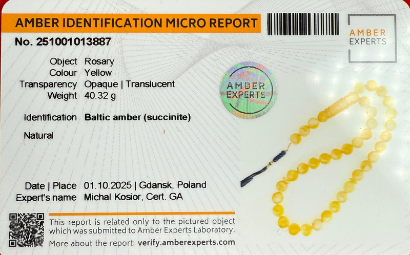 *EXCLUSIVE HONEY WHITE AMBER MISBAHA 12mm 40.5g
