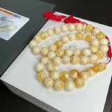 Handmade White Amber Misbaha 11mm 42.5g 45 beads LAB certificate