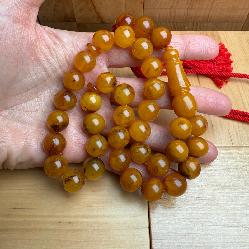 Handmade Antiq Amber Misbaha Tasbih Islamic Prayer Beads 12.5mm 46.5g