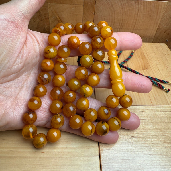 Handmade Antiq Amber Misbaha Tasbih Islamic Prayer Beads 9.8mm 36.5g
