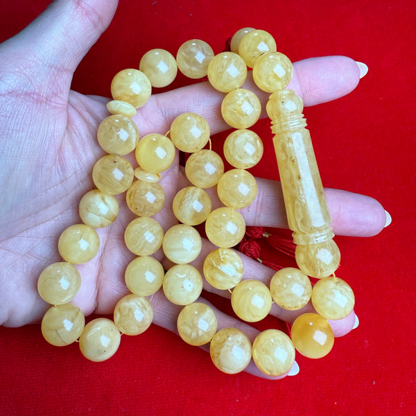 YELLOW AMBER MISBAHA 13.8mm 62.3g
