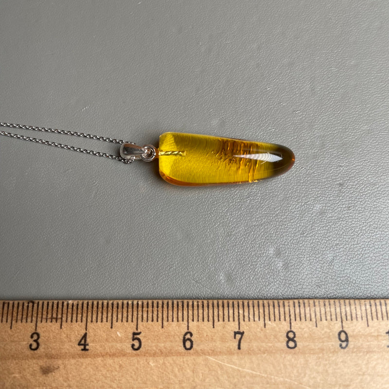 Amber Pendant 925 Sterling Silver Made in Eu Baltic Natural Gemstone 2.5g Gift