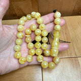 Handmade Y/W Amber Misbaha Tasbih Islamic Prayer Beads 12mm 40.8g