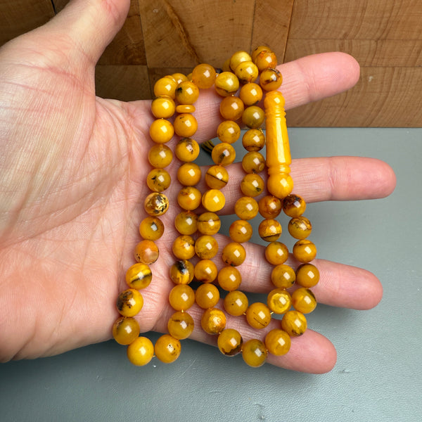 Handmade Antiq Amber Misbaha Tasbih Islamic Prayer Beads 8mm 24g