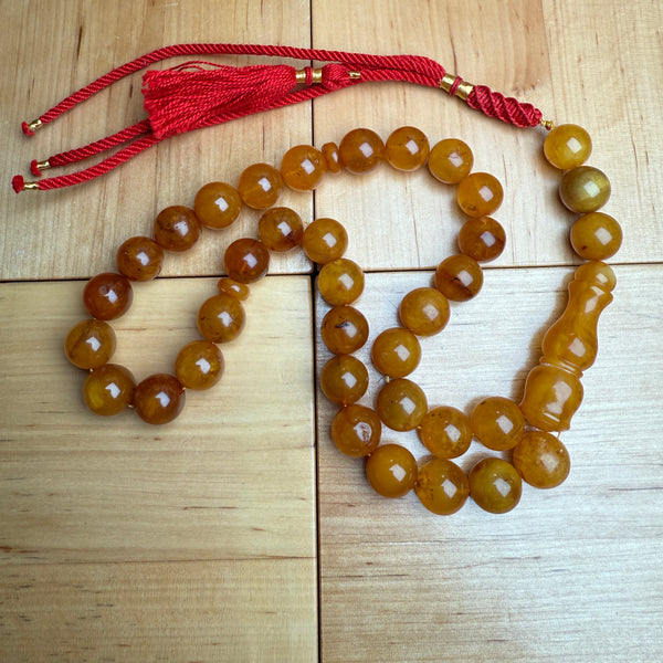Handmade Antiq Amber Misbaha Tasbih Islamic Prayer Beads 13.3mm 58.5g