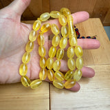 Handmade Yellow Amber Misbaha Islamic Prayer Beads 10x16mm 43g