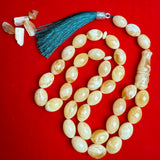 Premium Handmade White Amber Tasbih Misbaha Islamic Prayer Beads 13mm x 19mm 74.5g