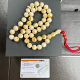Handmade White Amber Misbaha 11mm 42.38g 45 beads LAB certificate