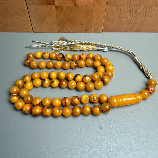 Handmade Antiq Amber Misbaha Tasbih Islamic Prayer Beads 9mm 32g