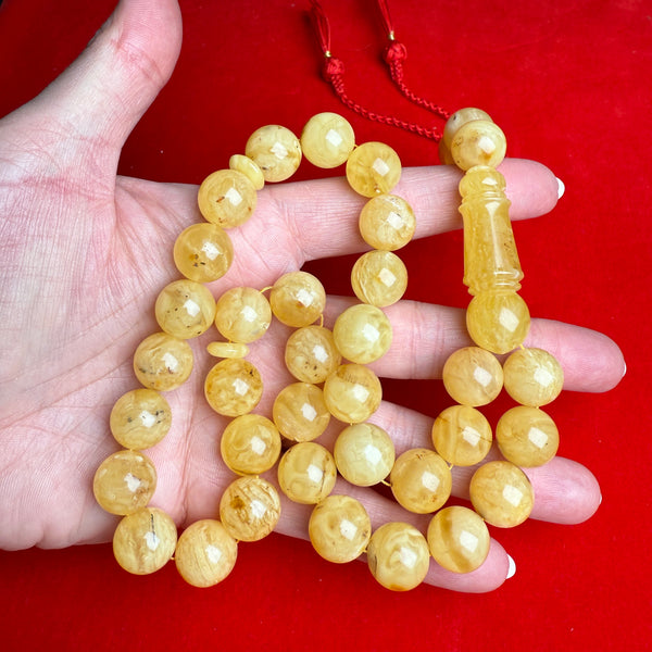 YELLOW WHITE AMBER MISBAHA 13.2mm 54.3g