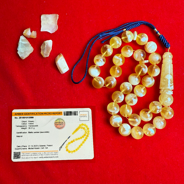 Premium Handmade Amber Tasbih Misbaha مسبحة Islamic Prayer Beads 12mm 38g