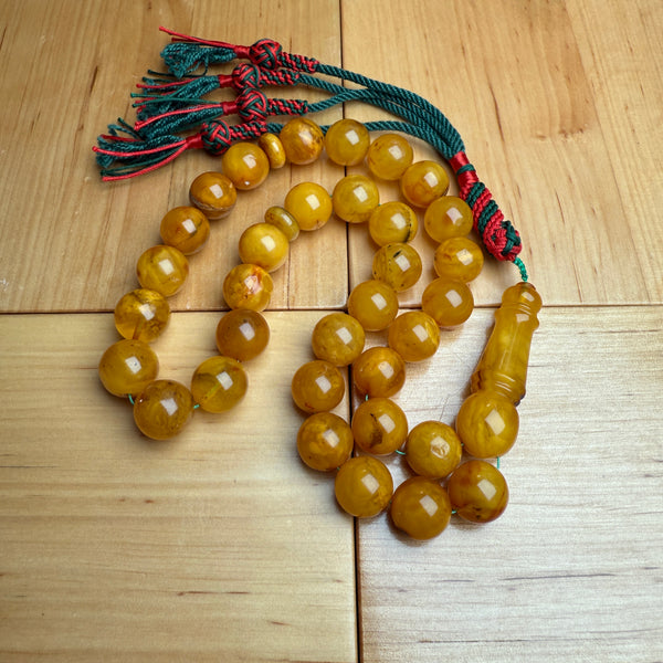 Handmade Antiq Amber Misbaha Tasbih Islamic Prayer Beads 12.4mm 43.5g
