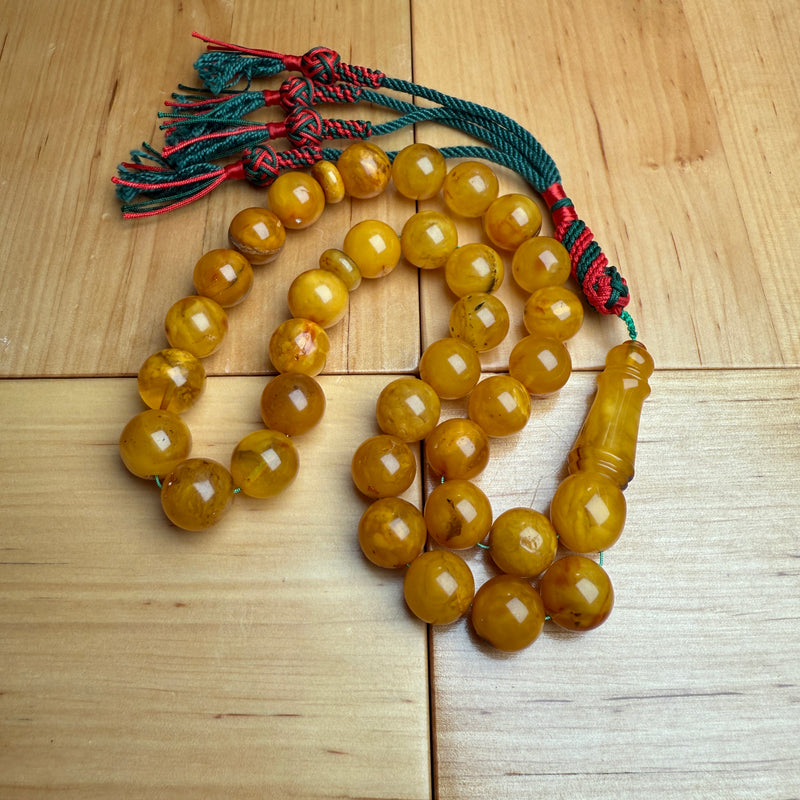 Handmade Antiq Amber Misbaha Tasbih Islamic Prayer Beads 12.4mm 43.5g