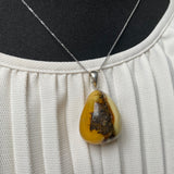 Natural Amber Pendant 925 Sterling Silver Made in Eu Baltic Gemstone 9g
