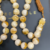 مسبحة يدوية الصنع من العنبر الأبيض العسلي | 11.6 مم | 44.5 غ | 45 حبة