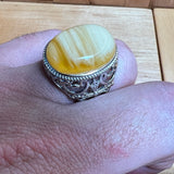 Baltic Amber Men’s Ring – 925 Sterling Silver, Handmade, Adjustable Size