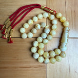 Handmade White Amber Misbaha Tasbih Islamic Prayer Beads 11.7mm 42.5g