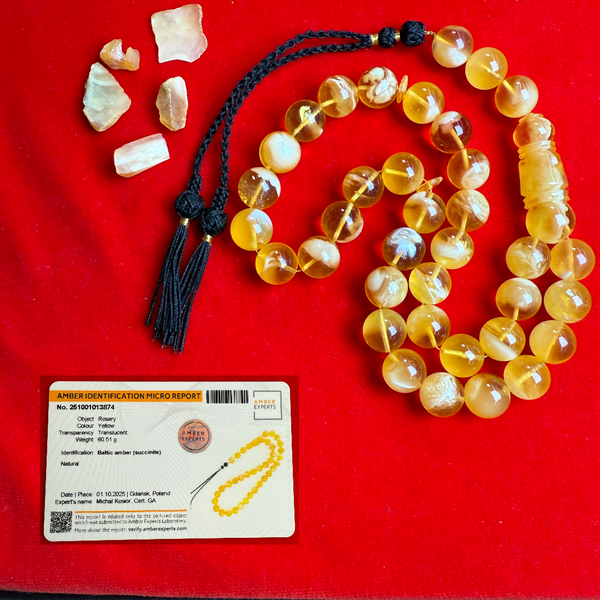 *EXCLUSIVE HONEY WHITE AMBER MISBAHA 13.7mm 60.7g