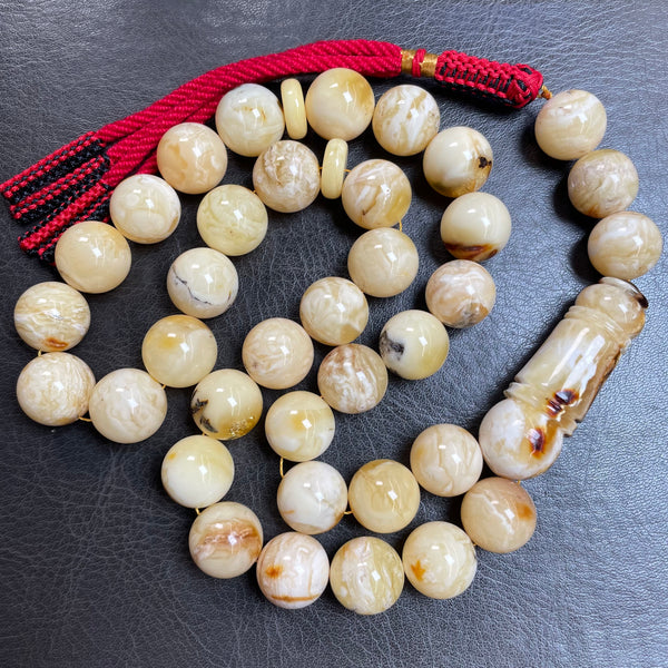 Oreo Natural Amber Misbaha Tasbih Islamic Prayer Beads 15mm 83g