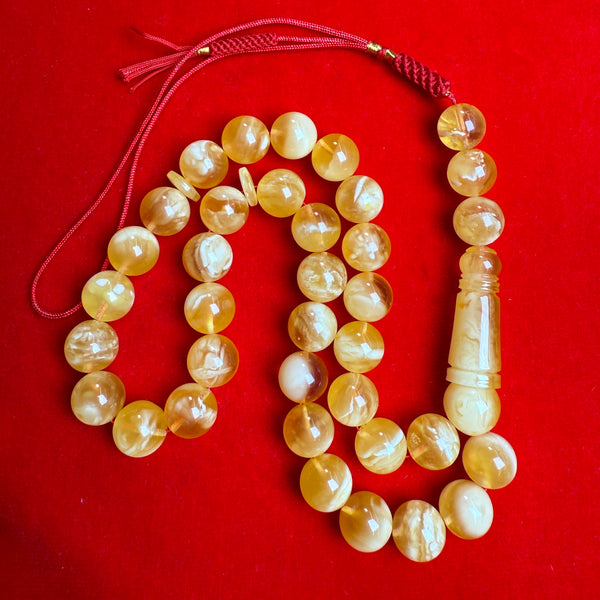 *EXCLUSIVE HONEY WHITE AMBER MISBAHA 12.3mm 43.5g