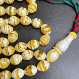 White Pressed Amber Style Misbaha Tasbih 100g | 14x17mm | 47 beads