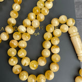 Handmade White Amber Misbaha 11mm 57.15g 66 beads LAB certificate