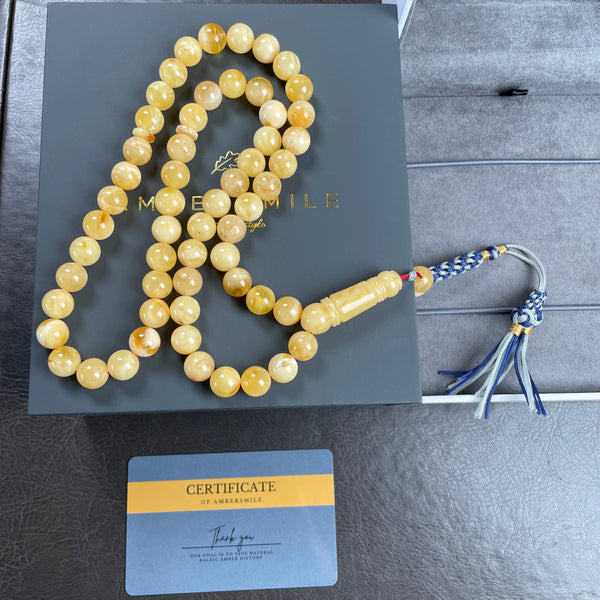 Natural Amber Misbaha Tasbih 57 Prayer Beads 10mm 38g