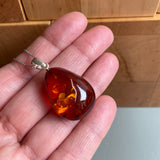 Natural Amber Pendant 925 Sterling Silver Made in Eu Baltic Gemstone 4.5g Gift