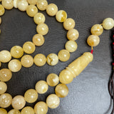 Handmade White Amber Misbaha 12mm 70.68g 57 beads LAB certificate