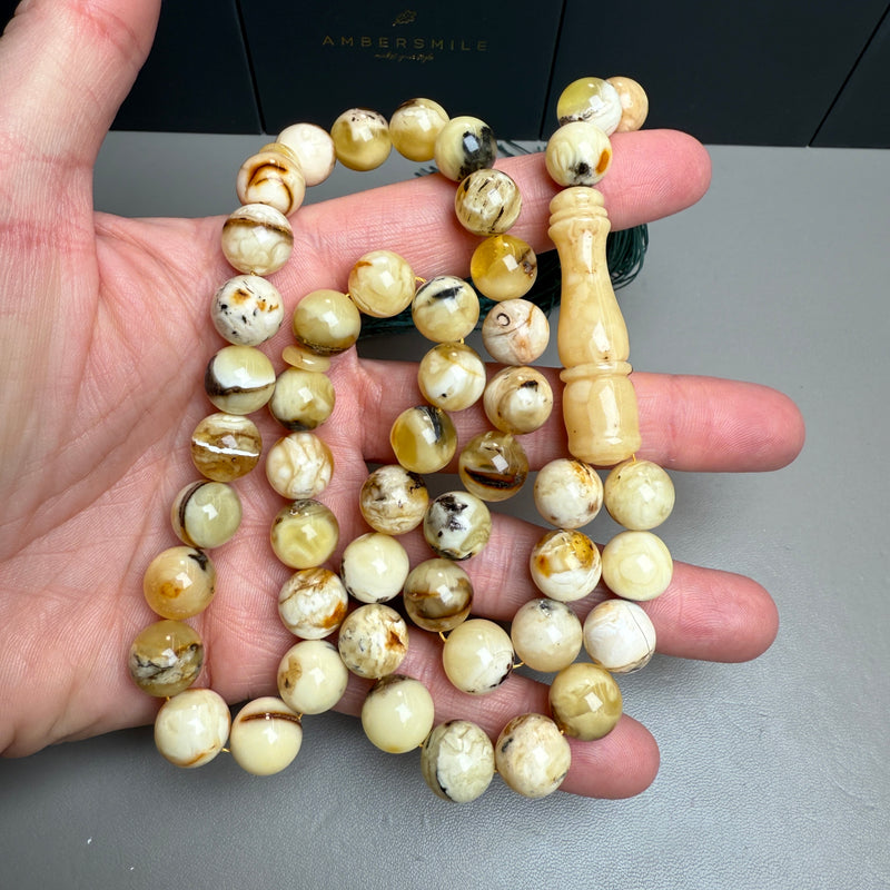 Handmade Oreo Amber Tasbih Misbaha Islamic Prayer Beads 10.8mm 43g
