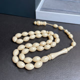 White Pressed Amber Style Misbaha Tasbih 21g | 8x12mm | 33 beads