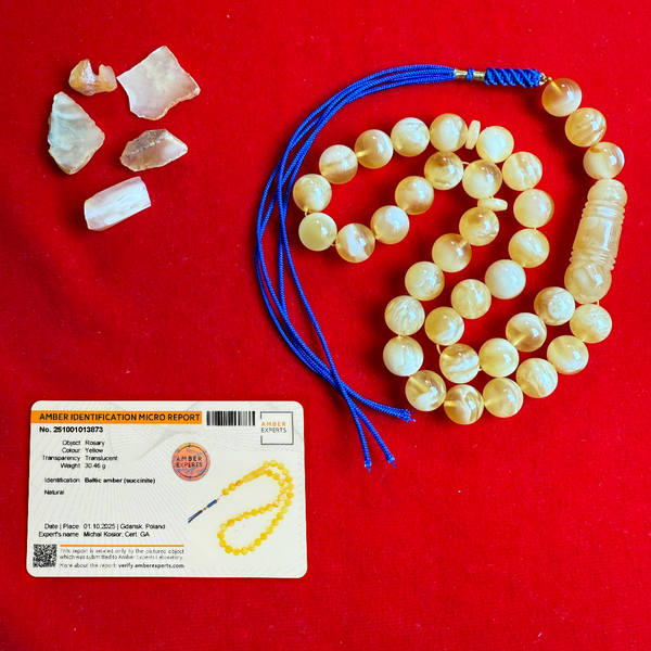 Premium Handmade Amber Tasbih Misbaha مسبحة Islamic Prayer Beads 11.1mm 30.5g