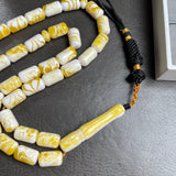 White Pressed Amber Style Misbaha Tasbih 30g | 8x13mm | 33 beads