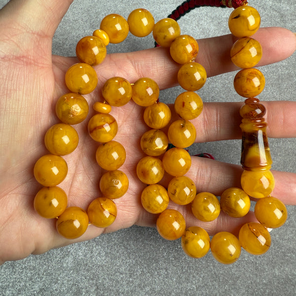 ANTIQ OLD  AMBER MISBAHA 12.5mm 44.7g