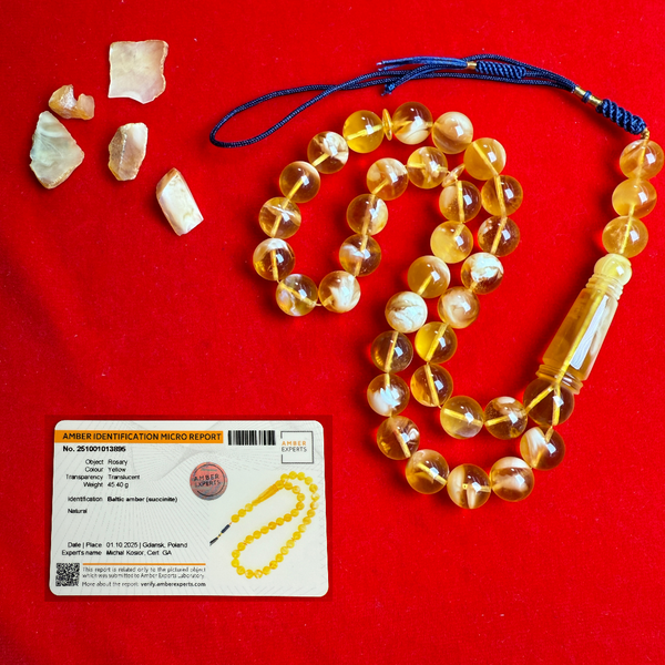 *EXCLUSIVE HONEY WHITE AMBER MISBAHA 12.3mm 45.5g